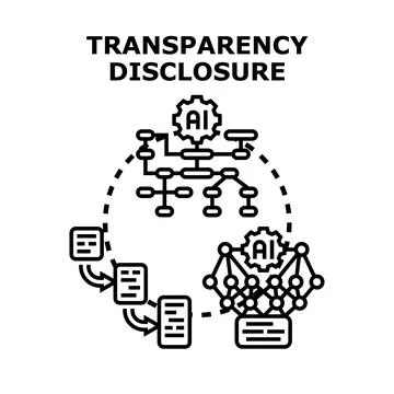 Transparency disclosure concept depicting data flow and artificial intelligen 스톡 일러스트