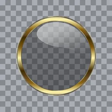Transparency golden button, luxury user interface circular processing butto.. Illustrazione stock