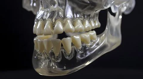 Transparent 3D Jaw Structure with Radiating Teeth Stock Illustration