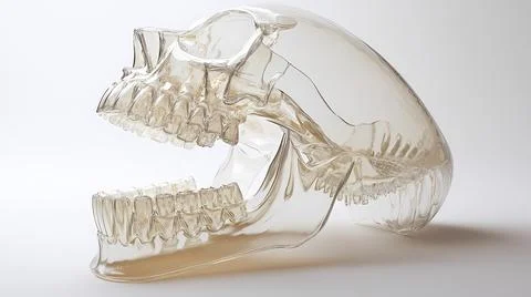 Transparent 3D Jaw Structure with Radiating Teeth Stock Illustration