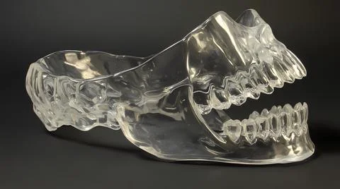 Transparent 3D Jaw Structure with Radiating Teeth Stock Illustration