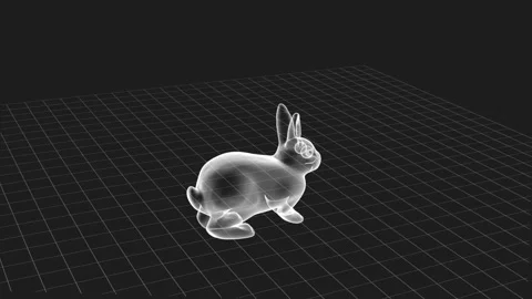 Transparent 3D Rabbit Model on Grid Background in CGI Rendered in a Virtual.. 库存影片 344032537