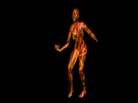 Transparent 3d woman dancing. Static colorful textures Stock-Footage 76203792