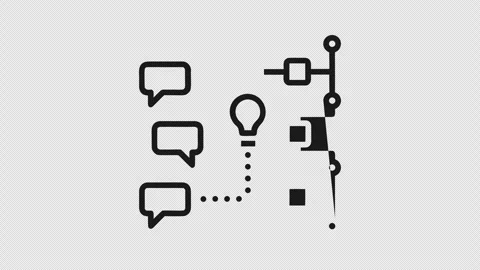 Transparent 4K Outline Animation of Communication and Idea Icons Vídeo Stock 337640927