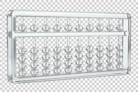 Transparent abacus with clear beads used for calculation and education. Stock Illustration