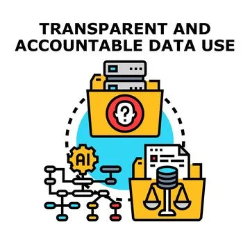 Transparent accountable data use concept with ai Stock Illustration