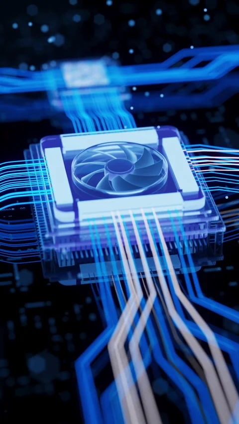 Transparent AI processor in a seamless X-ray 3D loop Stock Footage 338986748