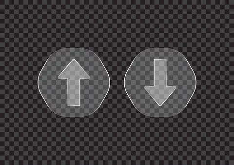 Transparent Up and Down Arrow Icons Clipart on Checkered Background 스톡 일러스트