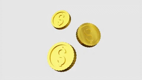 Transparent animation floating realistic dollar coins movement Stock Footage 219737118