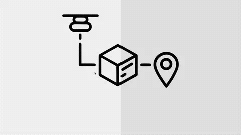 Transparent  Animation of Logistics Drone Package Truck and Location Icons Vidéo 337649358