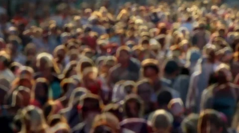 Transparent anonymous street crowd backlight shot Stock Footage 65138390