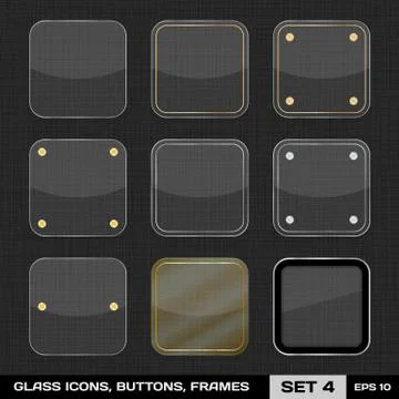 Transparent App Icon Frames, Backgrounds. Set 4 Stock Illustration