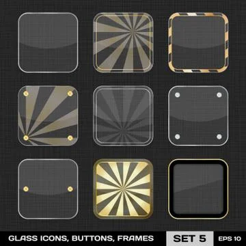 Transparent App Icon Frames, Backgrounds. Set 5 Illustrazione stock