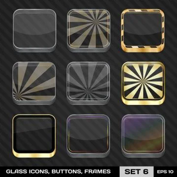Transparent App Icon Frames, Backgrounds. Set 6 Stock Illustration