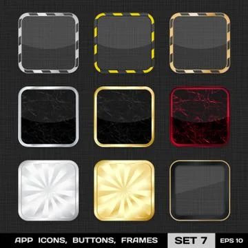 Transparent App Icon Frames, Backgrounds. Set 7 Stock Illustration