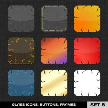 Transparent App Icon Frames, Backgrounds. Set 8 Stock Illustration