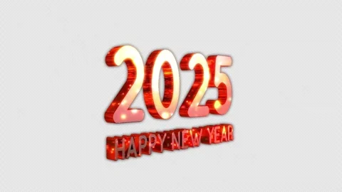 On a transparent background, 3d letters 2025 happy new year appear, bright and Stock Footage 288242901