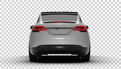 Transparent background, full rear view of white Tesla Model X emphasizing i.. Stock Illustration