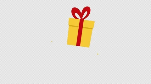 On a transparent background, a gift appears in a yellow wrapper and with a red Stock Footage 238385523