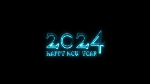 On a transparent background, the glowing blue numbers 2024 and the text of the Stock Footage 255890283