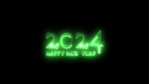 On a transparent background, the glowing green numbers 2024 and the text of the Stock Footage 256172645