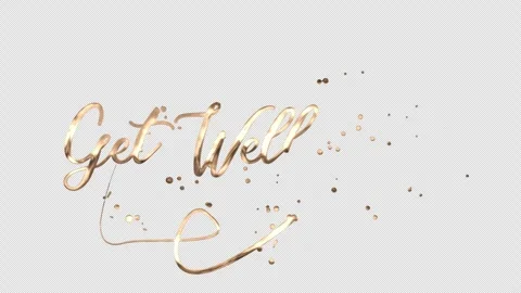 Transparent background gold 'Get Well Soon' writing animation alpha channel ove Vídeos de archivo 336848423
