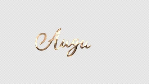 Transparent background gold handwritten August calligraphy title overlay for vi Vídeos de archivo 336555552