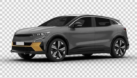 Transparent background, gray colored modern electric suv car at a front lef.. Stockillustratie