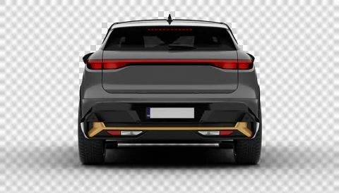 Transparent background, a gray colored modern electric suv car full rear vi.. Stock Illustration