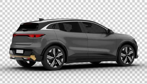 Transparent background, a gray colored modern electric suv car at a rear ri.. イラスト素材