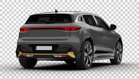 Transparent background, a gray colored modern electric suv car at a rear ri.. Stock Illustration