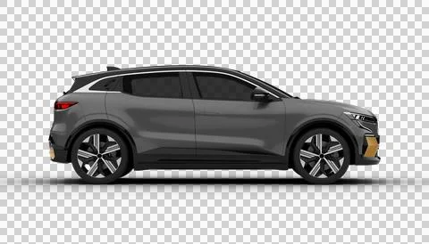 Transparent background a gray colored modern electric suv car full right-si.. Stock Illustration