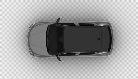 Transparent background, gray colored modern electric suv car top-down view,.. Stock Illustration