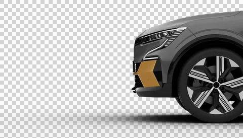 Transparent background, half-front view of gray colored modern electric suv.. Stock Illustration