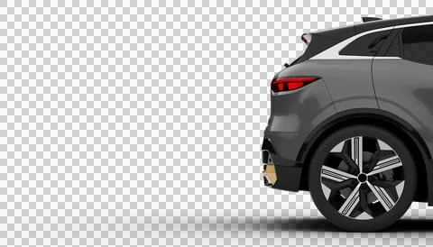 Transparent background, half-rear view of gray colored modern electric suv .. Stock Illustration