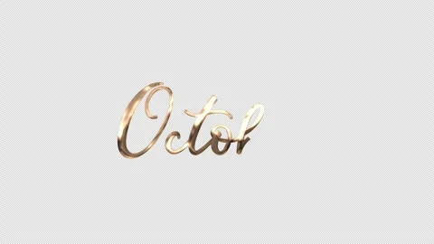Transparent background October handwritten gold script title overlay for video Vídeos de archivo 336556458