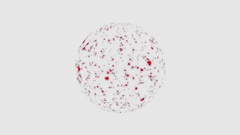 On a transparent background is a sphere with falling red hearts . Animation with Stock Footage 309283293
