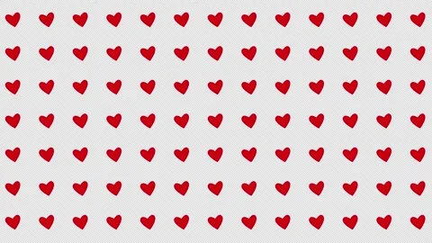 On a transparent background there is a pattern of red hearts that rotate around Stock Footage 294544393