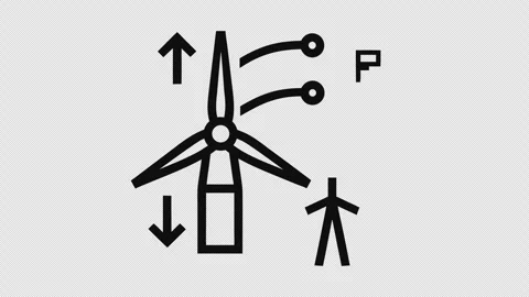 Transparent Background Wind Turbine Motion Graphic with Arrows Vidéo 337943492