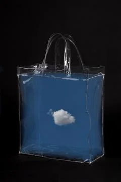 Transparent bag with a cloud Stock Illustration