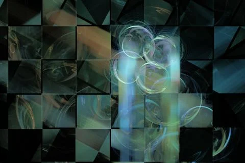 Transparent balls against the backdrop of stained glass Stock Illustration