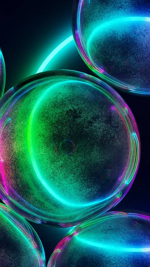 Transparent balls falling on a neon background Video stock 266566667