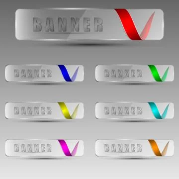 Transparent banners with ribbons Stock Illustration