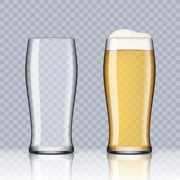 Transparent Beer Glasses. Empty And Full One Stock Illustration