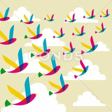 Transparent birds pattern Stock Illustration