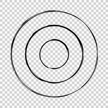 Transparent black circle. Isolated hand drawn sloppy ring. Flat design. Stock Illustration