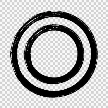 Transparent black circle. Isolated hand drawn sloppy ring. Flat design. Stock Illustration
