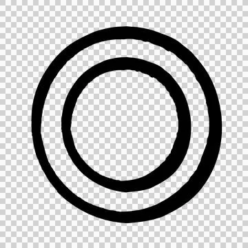 Transparent black circle. Isolated hand drawn sloppy ring. Flat design. Stock Illustration
