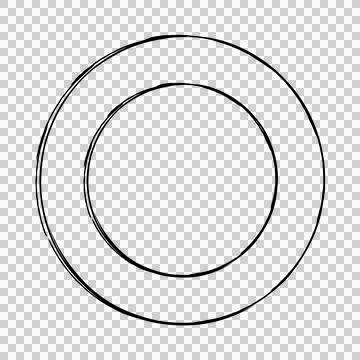 Transparent black circle. Isolated hand drawn sloppy ring. Flat design. Stock Illustration