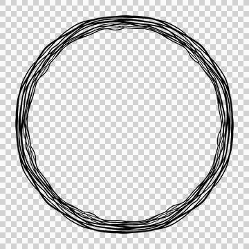 Transparent black circle. Isolated hand drawn sloppy ring. Flat design. Stock Illustration